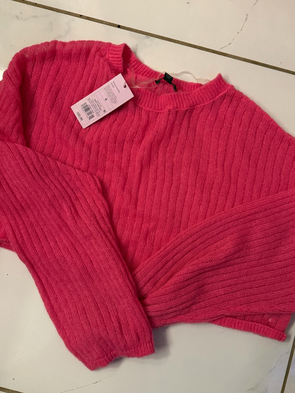 wild fable Vibrant Pink Ribbed Crew Neck Sweater